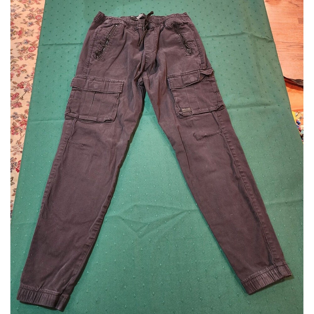 Hollister Mens Advanced Stretch Utility Cargo Jogger Pants Tapered Dark Wash S